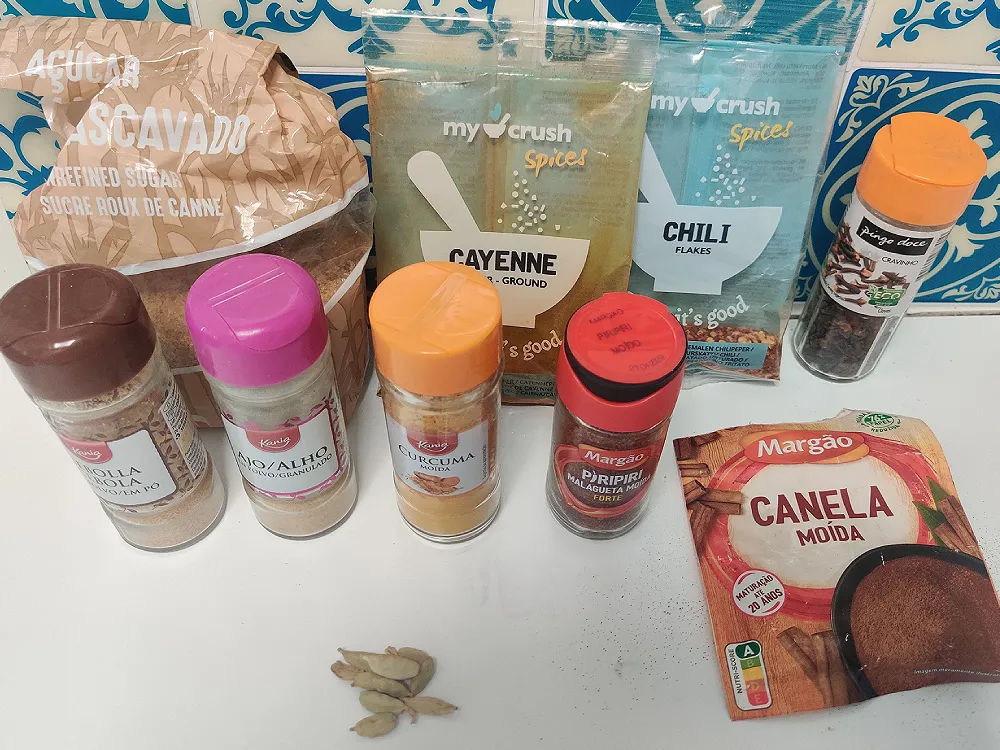 ingredients for irish spice bag spices on a countertop